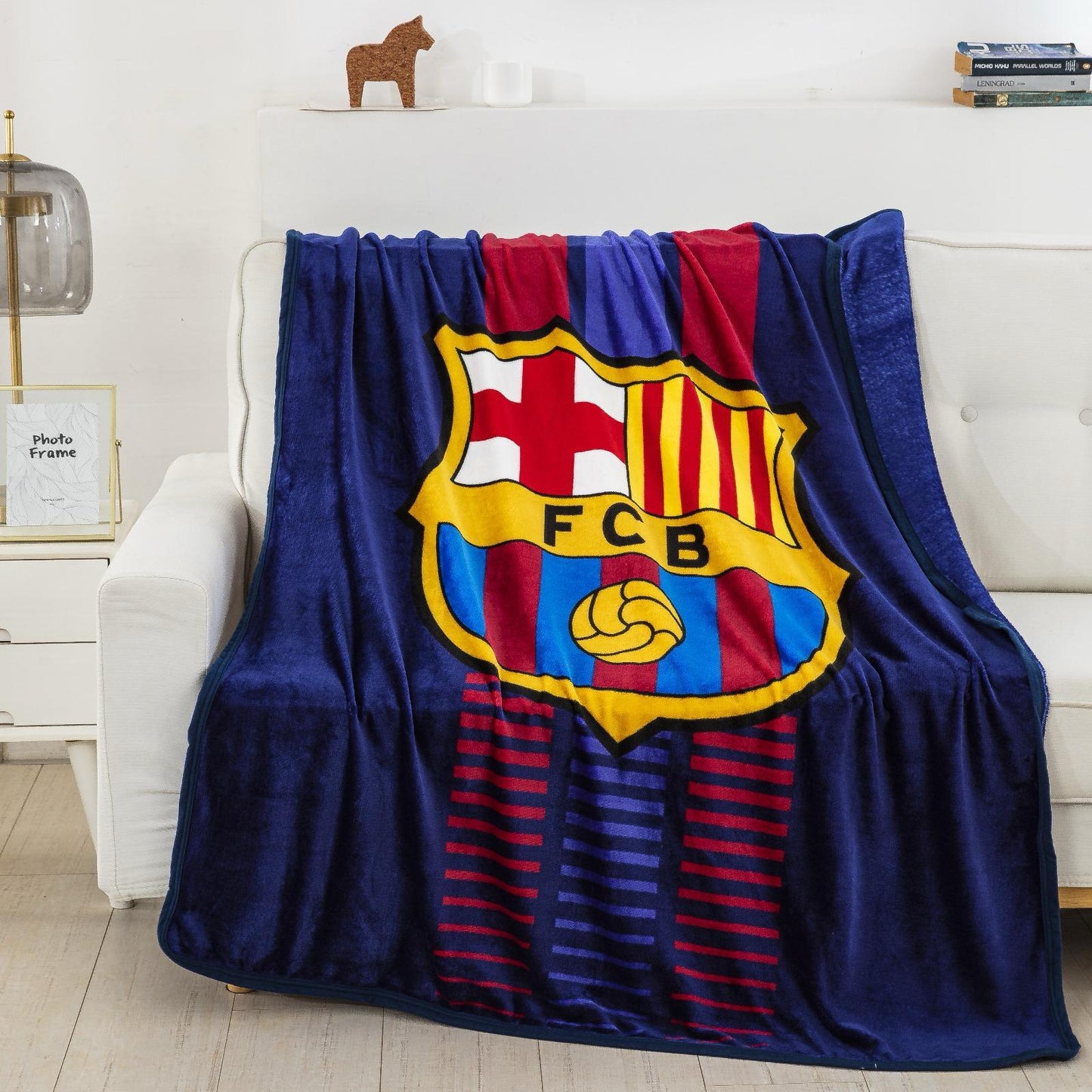 FC Barcelona 220 GSM, One Ply (Supersoft Fleece) Throw Blanket 50x60