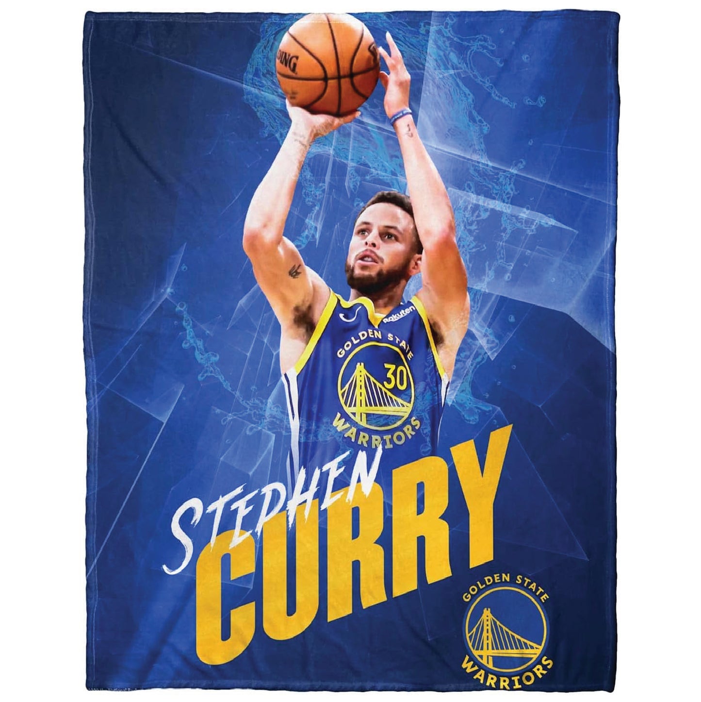 Northwest NBA Hi-Def Stephen Curry Silk Blanket, Plush Throw Blankets for King, Queen, Full and Twin Bedding, 50" x 60" (Golden State Warriors - Blue,)