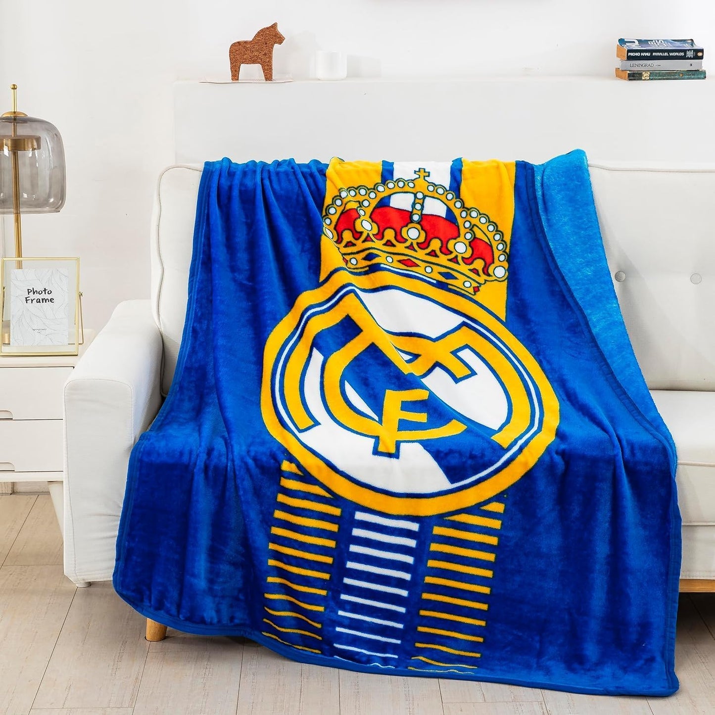 Real Madrid 220 GSM, Officially Licensed One Ply (Supersoft Fleece) Throw Blanket 50x60
