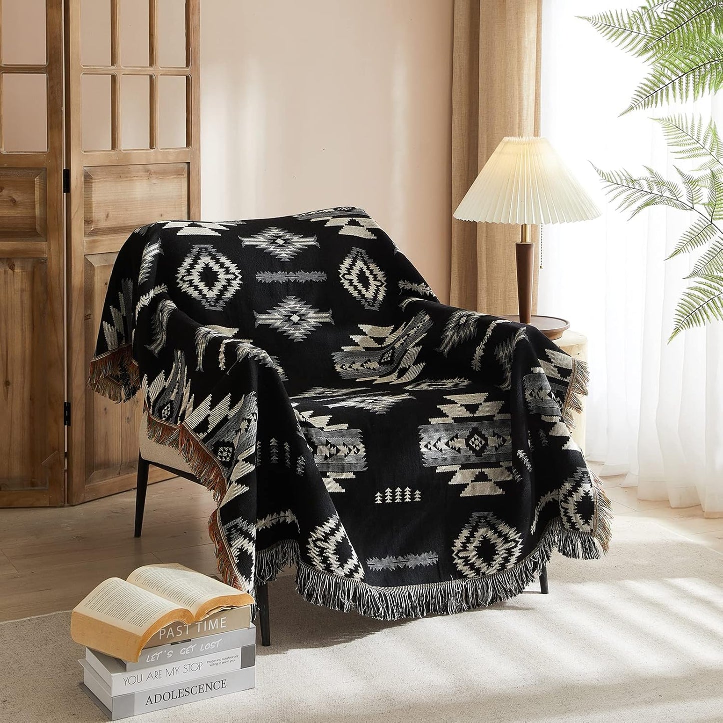 Signature Southwest Throw Blanket Cotton Woven Southwestern Navajo 50x60 Oak