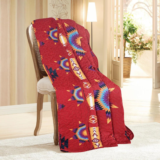 Starburst Quilted Throw Blanket, 50 x 60 inches ( Burgundy )