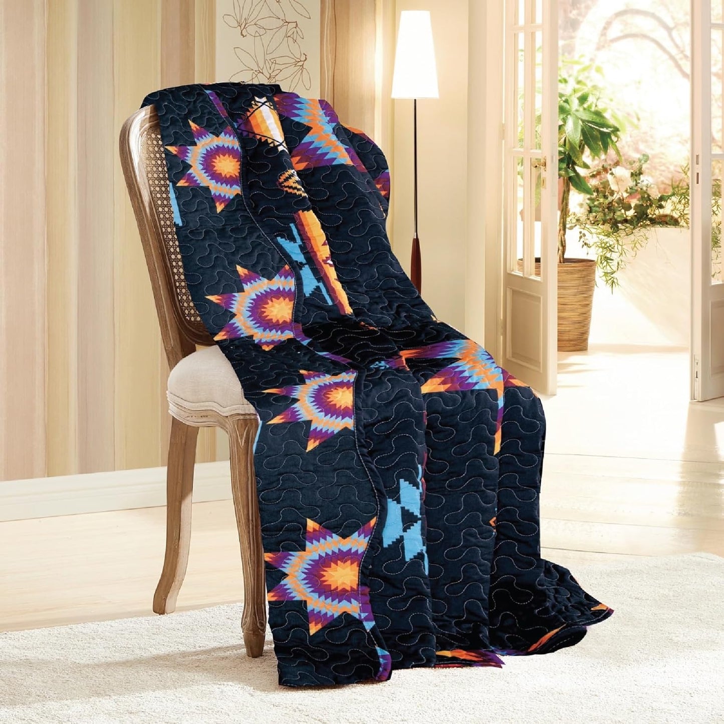 Starburst Quilted Throw Blanket, 50 x 60 inches ( Black )