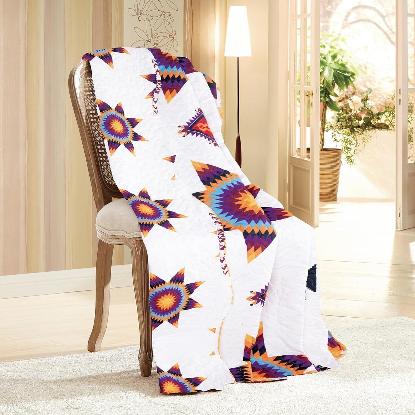 Starburst Quilted Throw Blanket, 50 x 60 inches ( White )