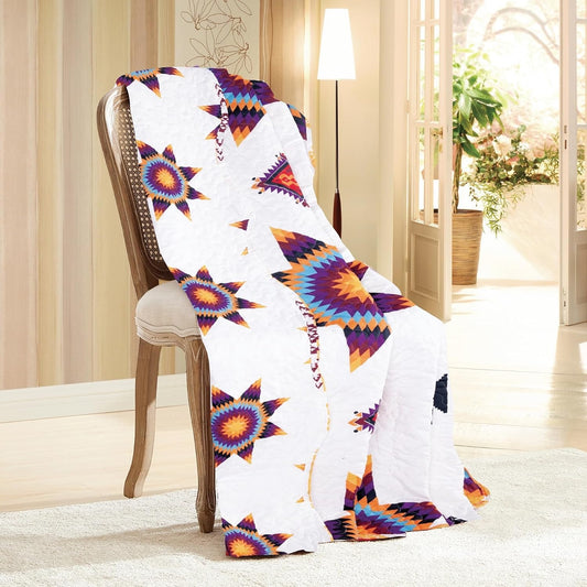 Starburst Quilted Throw Blanket, 50 x 60 inches ( White )
