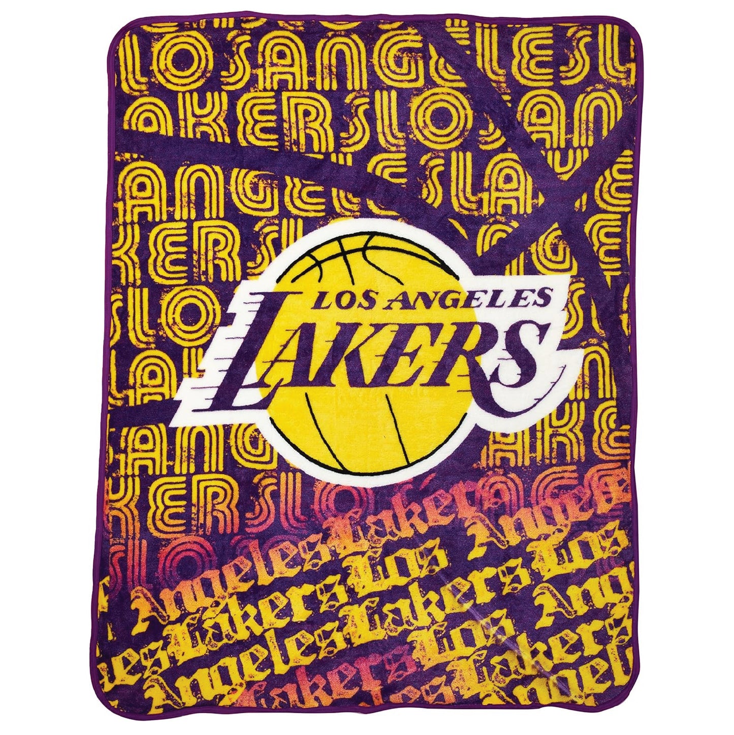 Northwest NBA Los Angeles Lakers Micro Raschel Throw Blanket, 46" x 60", Redux Legacy
