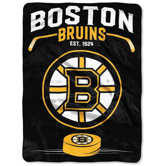 Northwest NHL Boston Bruins Unisex-Adult Raschel Throw Blanket, 60" x 80", Inspired
