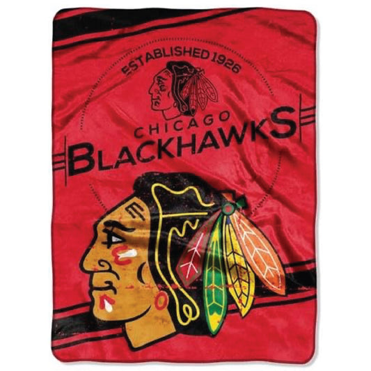 Northwest NHL Chicago Blackhawks Unisex-Adult Raschel Throw Blanket, 60" x 80", Stamp