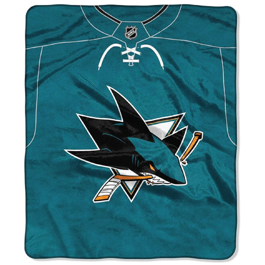 Northwest NHL San Jose Sharks Unisex-Adult Raschel Throw Blanket, 50" x 60", Jersey