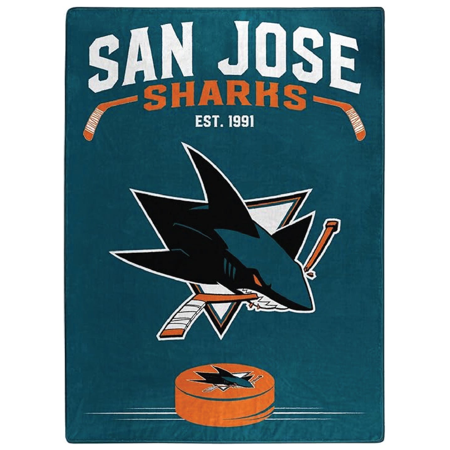 Northwest NHL San Jose Sharks Unisex-Adult Raschel Throw Blanket, 60" x 80", Inspired
