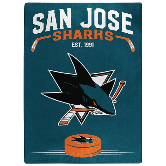 Northwest NHL San Jose Sharks Unisex-Adult Raschel Throw Blanket, 60" x 80", Inspired