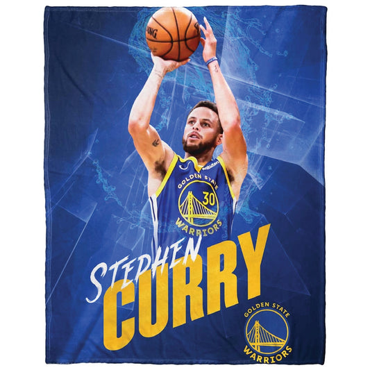 Northwest NBA Hi-Def Stephen Curry Silk Blanket, Plush Throw Blankets for King, Queen, Full and Twin Bedding, 50" x 60" (Golden State Warriors - Blue,)