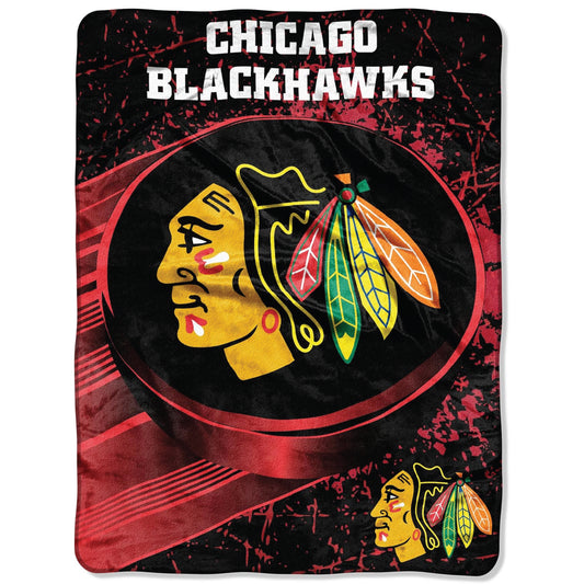 Northwest Officially Licensed NHL Chicago Blackhawks "Ice Dash" Micro Raschel Throw Blanket, 46" x 60", Multi Color