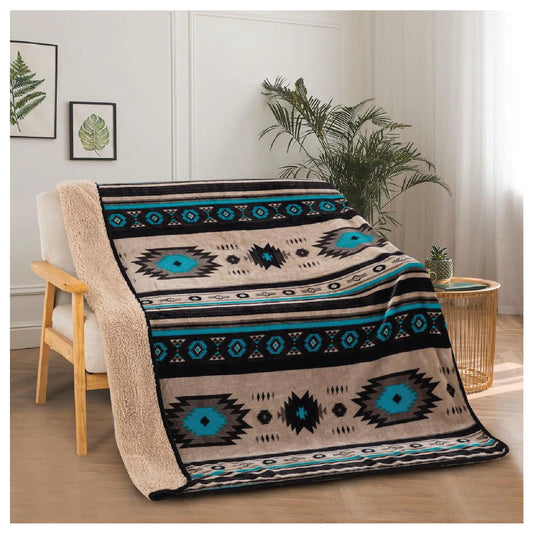 Sherpa Fleece Throw Blanket 50"x60" Southwest Navajo Print Brown com
