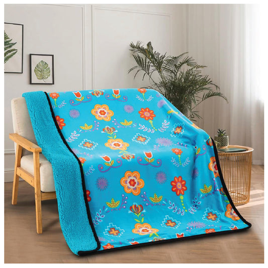 Sherpa Fleece Throw Blanket for Couch, Super Fuzzy Soft Double-Sided Cozy Plush Blanket Throw 50"x60" (Native Floral Design) (Southwest Navajo Print) (Turquoise)