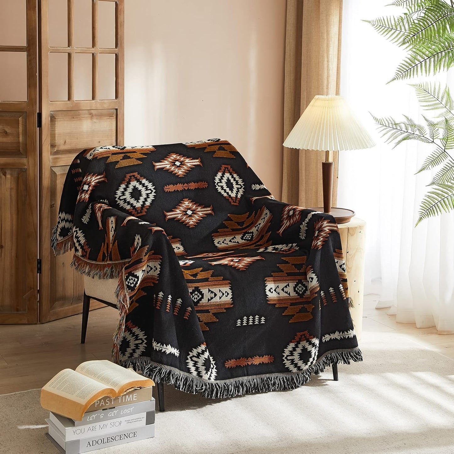 Signature Southwest Throw Blanket Cotton Woven Southwestern Navajo 50x60 Brown