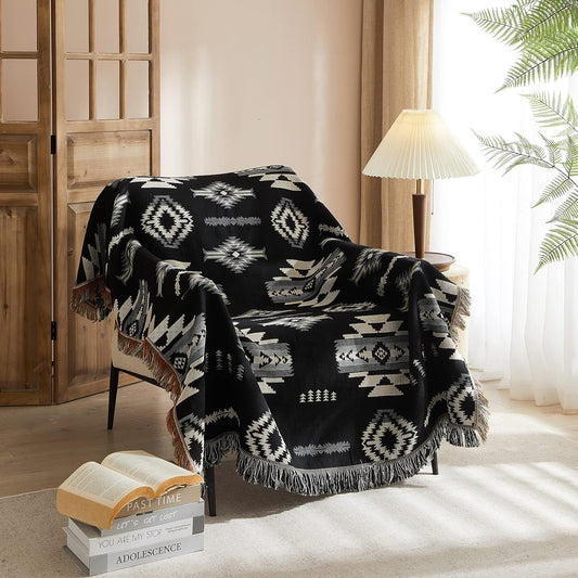 Signature Southwest Throw Blanket Cotton Woven Southwestern Navajo 50x60 Oak