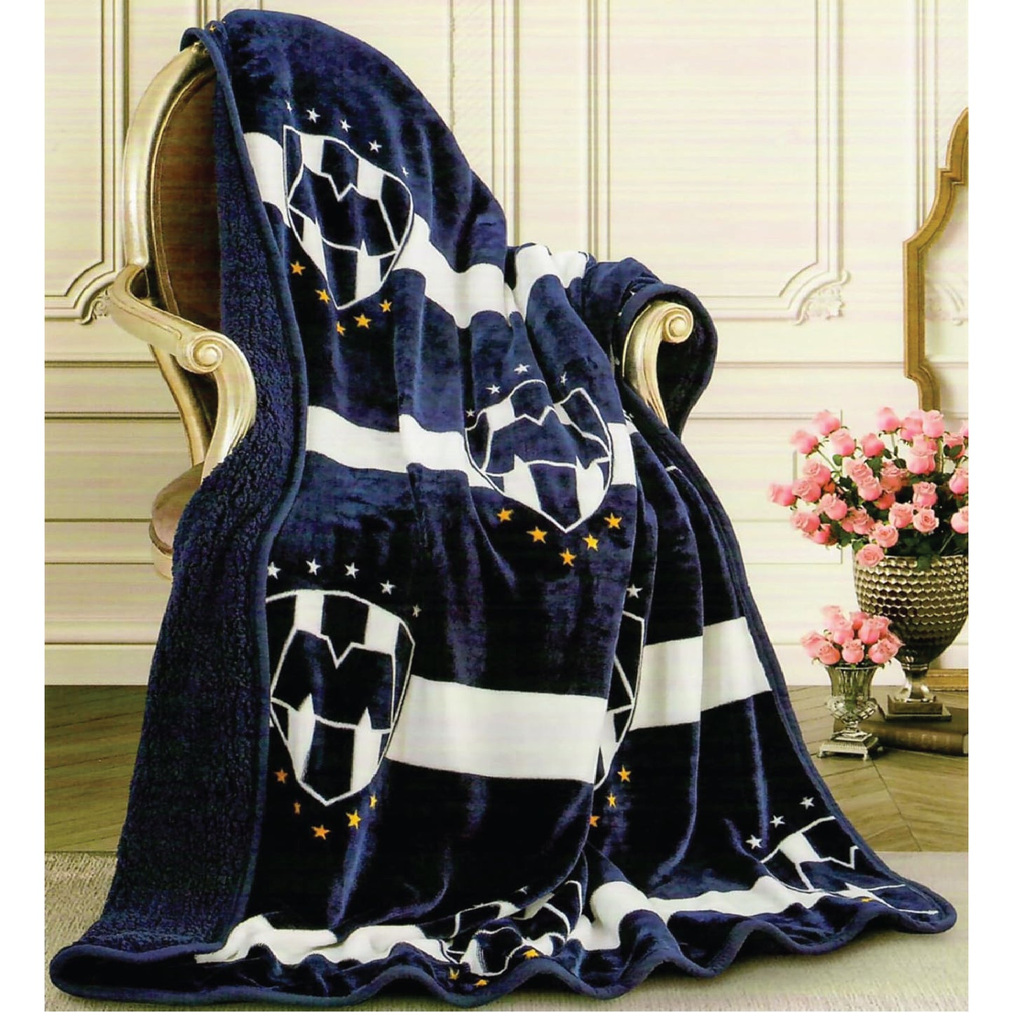 Monterrey Rayado 2 Ply (Supersoft Fleece) Thick Throw Blanket With Sherpa Lining 50x60